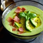 Gazpacho de Aguacate y Pepino con Crujiente de Jamón: Un Giro Fresco al Clásico Veraniego 4 Gazpacho de Aguacate y Pepino con Crujiente de Jamón