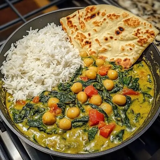 Curry cremoso de garbanzos y espinacas 1 Curry cremoso de garbanzos y espinacas