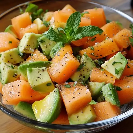Ensalada de Melón, Aguacate y Hierbabuena con Toque de Lima 1 Ensalada de Melón, Aguacate y Hierbabuena con Toque de Lima