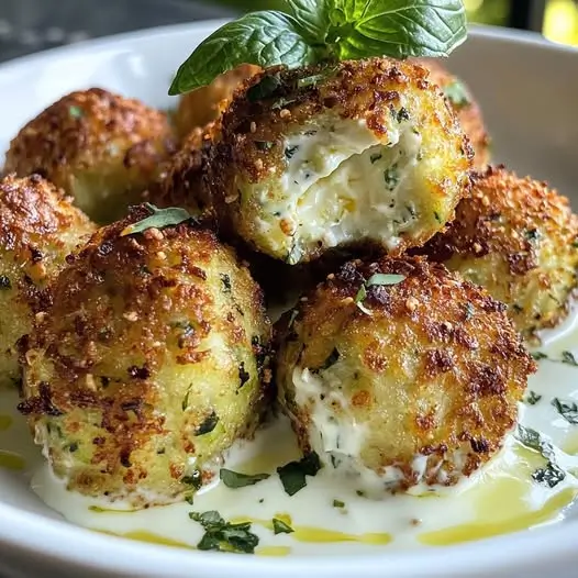 Bolitas de calabacín y queso feta con salsa de curry y menta : Tu Comida de Verano Fácil y Sabrosa! 1 Bolitas de calabacín y queso feta con salsa de curry y menta