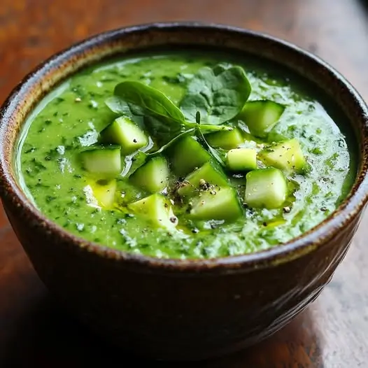 Gazpacho Verde de Pepino, Aguacate y Espinacas con Aceite de Oliva: La Frescura que tu Verano Necesita