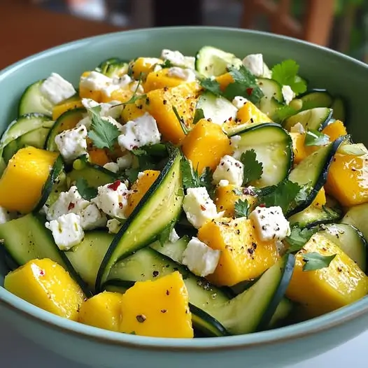 Ensalada de Calabacín, Mango y Queso Fresco con Cilantro 3 Ensalada de Calabacín, Mango y Queso Fresco con Cilantro