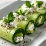 Rollitos de Pepino con Queso Fresco y Aguacate al Toque de Limón 4 Rollitos de Pepino con Queso Fresco y Aguacate al Toque de Limón