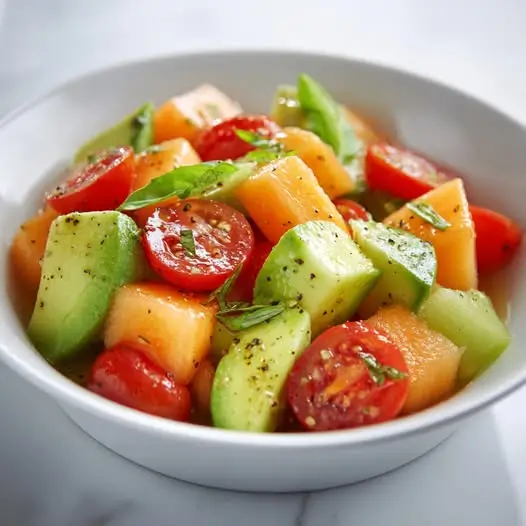 Ensalada Exprés de Aguacate, Tomate Cherry y Melón