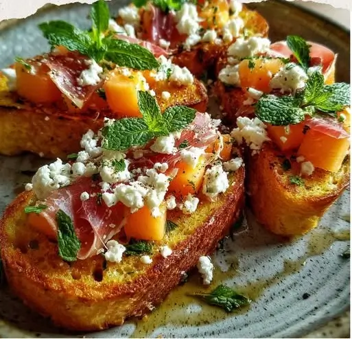 Torrija Salada de Melón, Queso Fresco y Miel