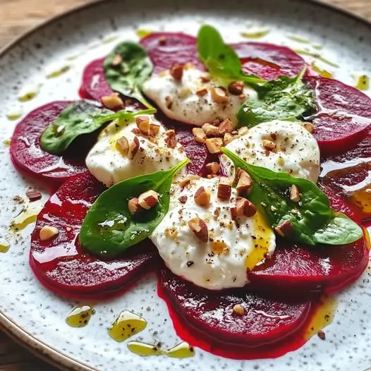 Carpaccio de Remolacha, Burrata y Espinacas Baby con Avellanas Laminadas: Una Explosión de Frescura y Sabor para el 2025 3 Carpaccio de Remolacha, Burrata y Espinacas Baby con Avellanas Laminadas
