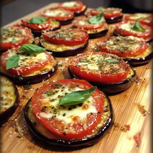 Minipizzas de Berenjena, Tomate Cherry y Mozzarella: El Aperitivo Saludable y Delicioso 3 Minipizzas de Berenjena, Tomate Cherry y Mozzarella: El Aperitivo Saludable y Delicioso
