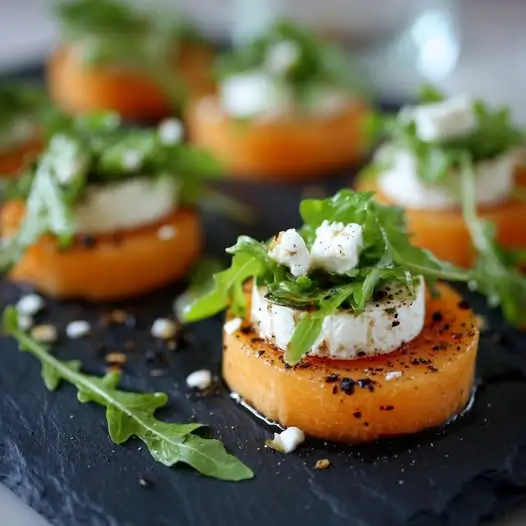 Montaditos de Melón con Queso de Cabra y Rúcula: El Aperitivo Elegante y Refrescante del Verano