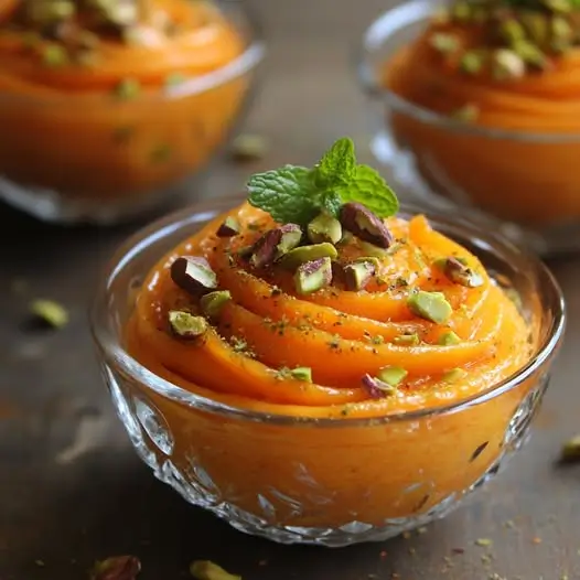Mousse de Zanahoria con Naranja, Chips de Pistacho y Yogur con Comino: Un Aperitivo Refinado y Ligero 3 Mousse de Zanahoria con Naranja, Chips de Pistacho y Yogur con Comino
