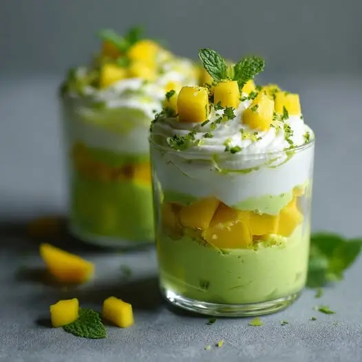 Vasitos de Aguacate y Mango con Espuma de Queso de Cabra y Lima: ¡Un Bocado Refrescante para Impresionar!