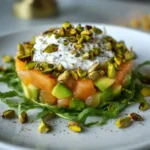 Tartar de Melón, Aguacate y Burrata sobre Cama de Rúcula y Pistachos Tostados 5 Tartar de Melón, Aguacate y Burrata sobre Cama de Rúcula y Pistachos Tostados