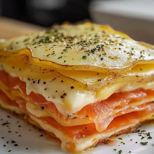 Milhojas de Patata y Salmón Ahumado: ¡Delicadeza en Capas que Despierta los Sentidos!