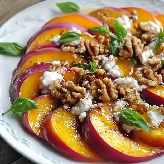 Carpaccio de Nectarinas, Cabra Fresca y Nueces: Elegancia Fresca en Minutos