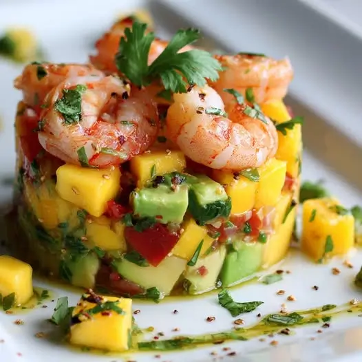 Tartar de Aguacate y Mango con Gambas y Cilantro: Un Entrante Elegante y Veraniego