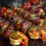 Brochetas de Gambas y Pulpo a la Parrilla con Pimentón: El Sabor del Mar en Brochetas 5 Brochetas de Gambas y Pulpo a la Parrilla con Pimentón
