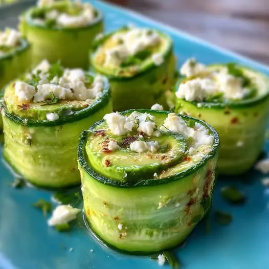 Rollitos de Pepino Rellenos de Aguacate y Feta 4 Rollitos de Pepino Rellenos de Aguacate y Feta