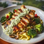 Pollo Alfredo con Brócoli y Salsa de Champiñones al Aguacate