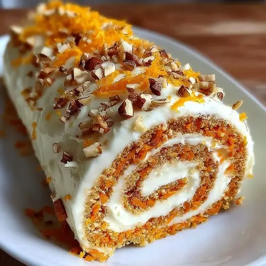 Rollo de Zanahoria Saludable con Crema de Yogur