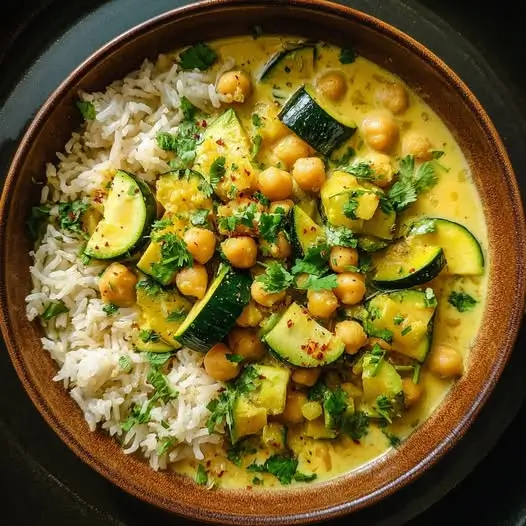 Garbanzos con Calabacín en Salsa Cremosa de Coco y Curry