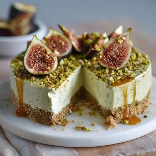 Tarta de queso fría con crema de higos y pistachos: El Postre Sin Horno de tus Sueños