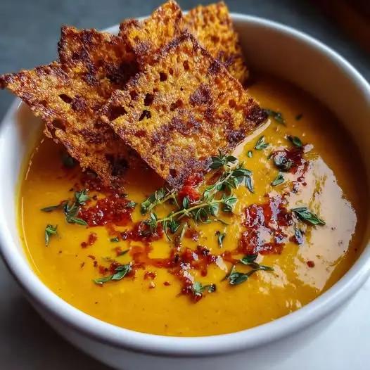 Crema de Calabaza Asada con Crujiente de Queso | Suave, Aromática y con Toque Crujiente