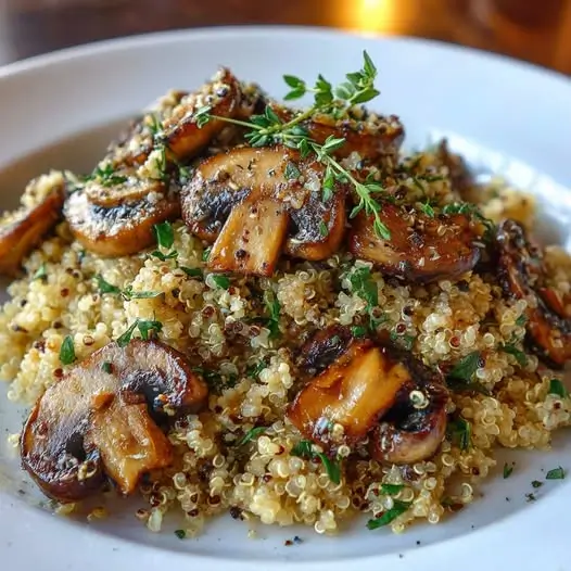 Ensalada de Champiñones y Quinoa con Tomillo Fresco: Ligera, Nutritiva y Súper Fácil