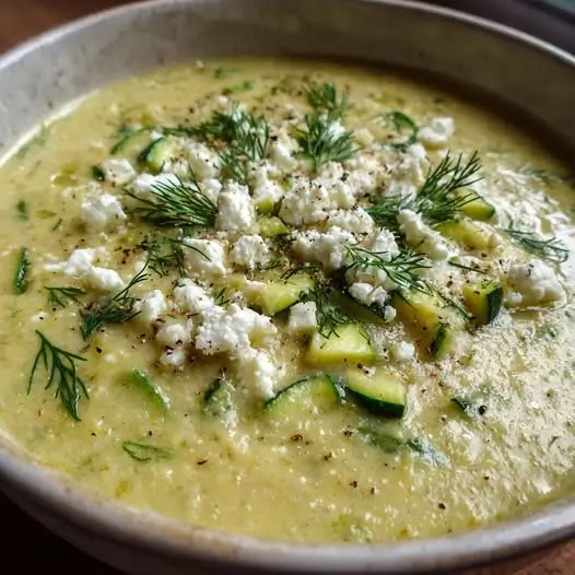 Crema de Puerro y Calabacín con Queso Feta y Eneldo Fresco : Suave, Aromática y Súper Saludable
