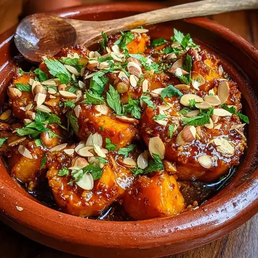 Tajín de Boniato, Castañas y Almendras Tostadas
