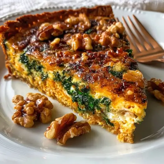 Quiche sin Masa: Calabaza Asada, Relleno Cremoso y Crujiente de Nueces