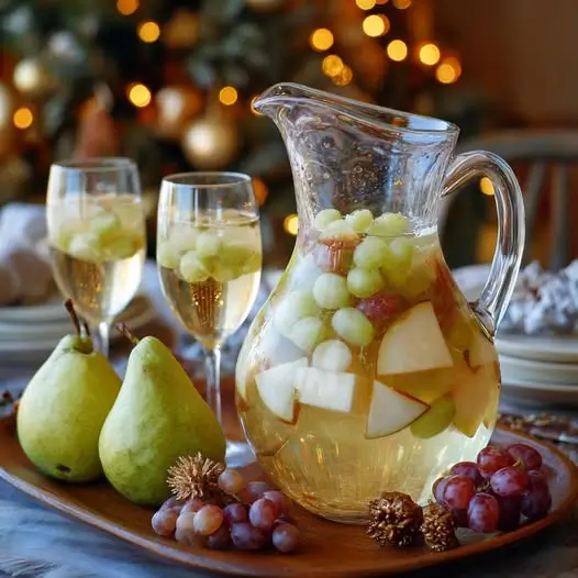 Sangría Blanca de Invierno con Pera y Uvas : Fresca, Especiada y Festiva