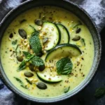 Sopa de Calabacín y Leche de Coco con Curry Amarillo y Menta