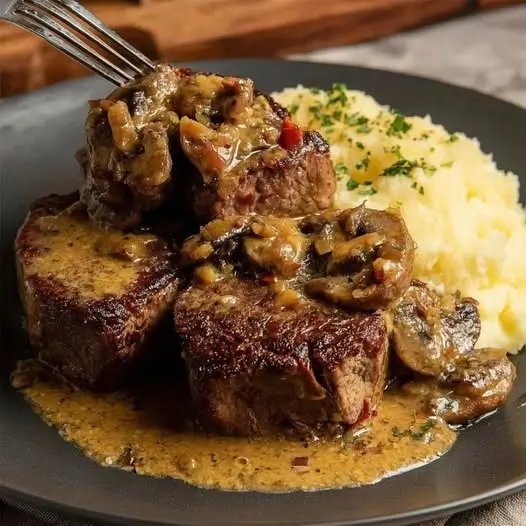 Medallones de Res Envueltos en Tocino con Salsa Cremosa de Champiñones : Elegancia, Sabor y Rapidez