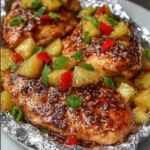 Paquetes al Horno de Pollo Teriyaki, Piña y Vegetales