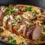 Solomillo de Cerdo en Salsa Cremosa de Champiñones