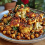 Coliflor Asada con Miel, Halloumi y Garbanzos Crocantes