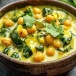 Curry de Calabacines y Espinacas con Garbanzos y Leche de Coco