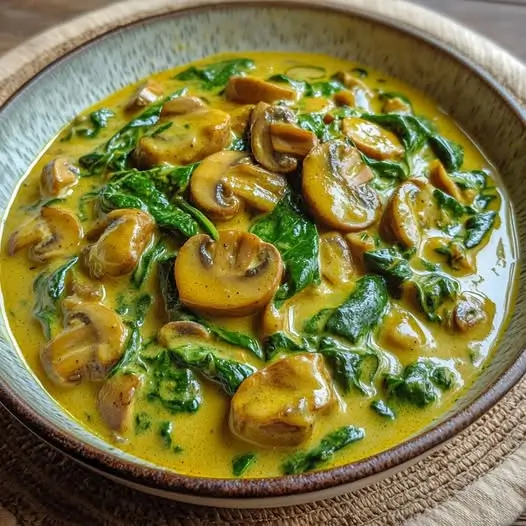 Guiso de Quinoa, Espinacas y Champiñones con Curry y Coco : Nutrición Exótica