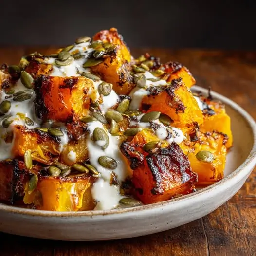 Calabaza Asada con Queso de Cabra y Semillas