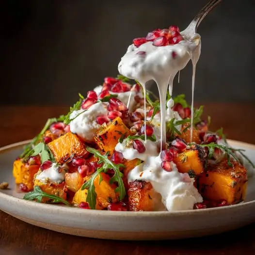 Ensalada de Calabaza Asada con Burrata y Granada : El Lujo de la Sencillez